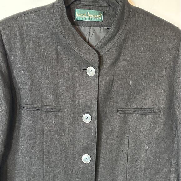 Harve Benard Women's Linen Button Up Blazer Jacket Black Size 10 ** Career - Picture 4 of 9